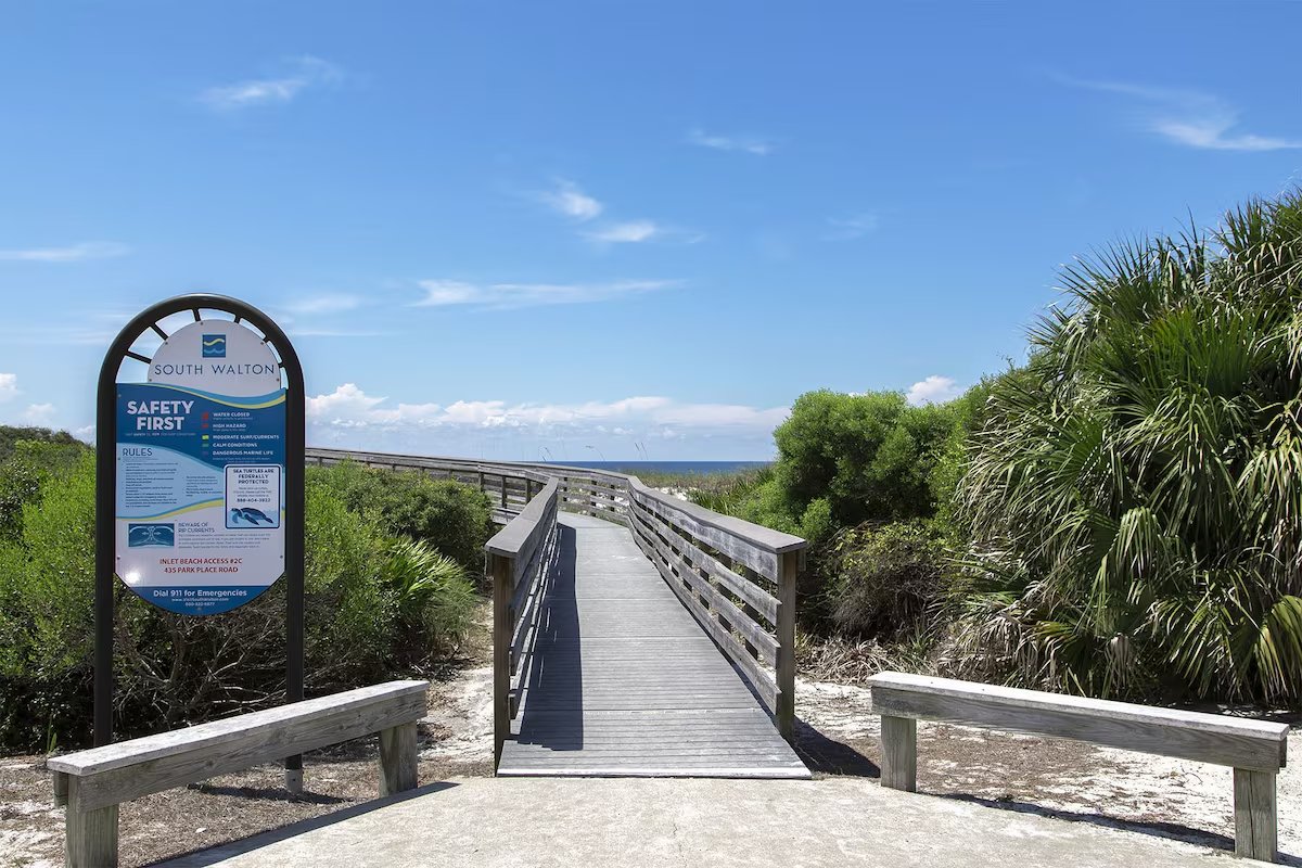 Beach boardwalk — directly across the street