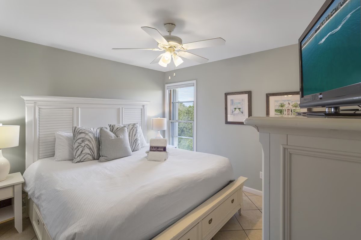 Master bedroom with coastal decor